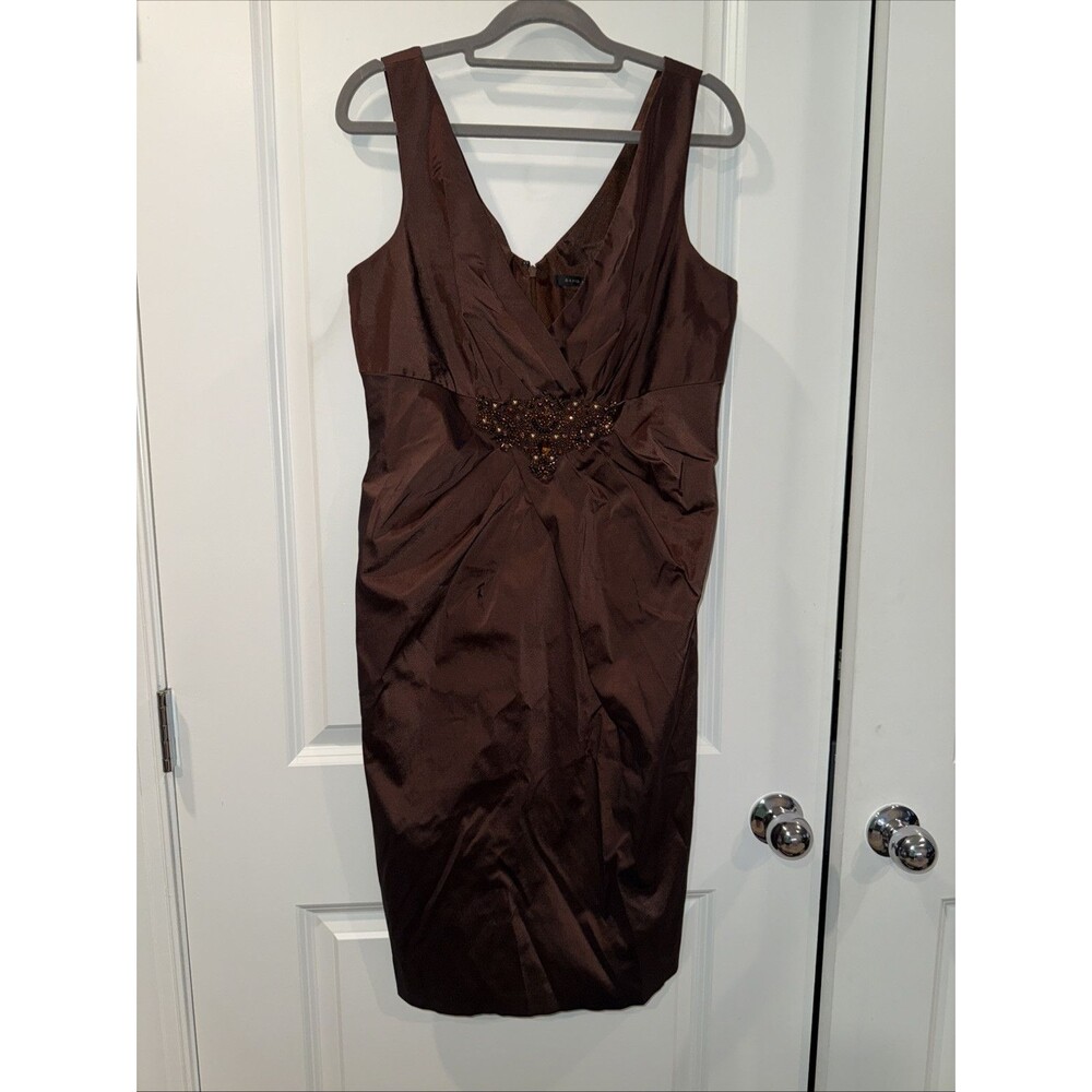 david meister dress V- Neck Brown Sequins Sz 12